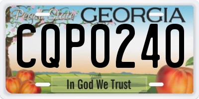 GA license plate CQP0240