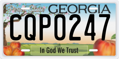 GA license plate CQP0247