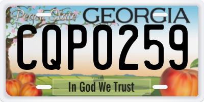 GA license plate CQP0259