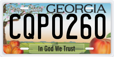 GA license plate CQP0260