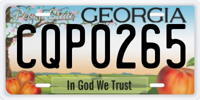 GA license plate CQP0265