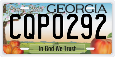 GA license plate CQP0292
