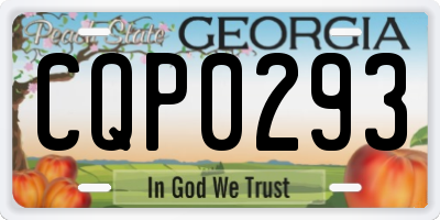 GA license plate CQP0293