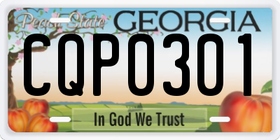 GA license plate CQP0301
