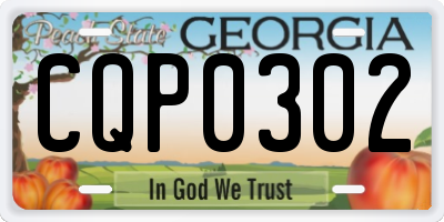 GA license plate CQP0302