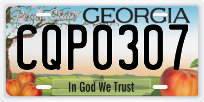 GA license plate CQP0307