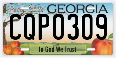 GA license plate CQP0309