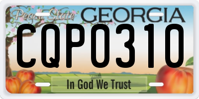 GA license plate CQP0310