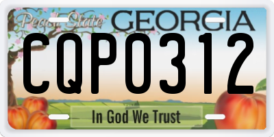 GA license plate CQP0312