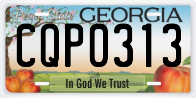 GA license plate CQP0313
