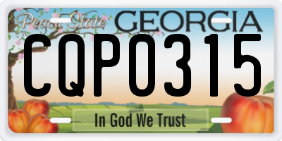 GA license plate CQP0315