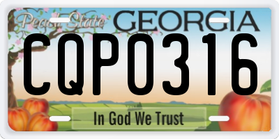 GA license plate CQP0316