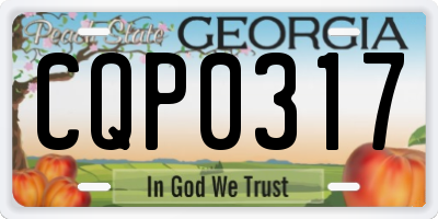 GA license plate CQP0317