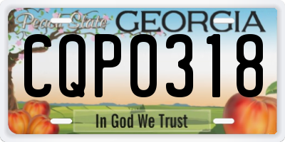 GA license plate CQP0318