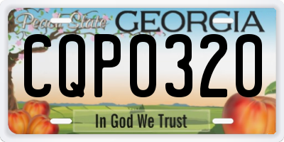 GA license plate CQP0320