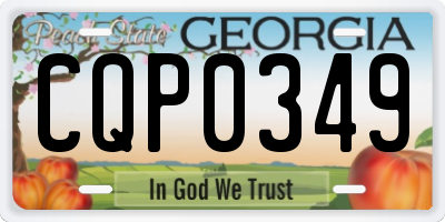 GA license plate CQP0349