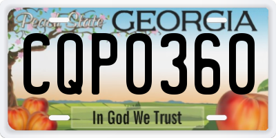 GA license plate CQP0360
