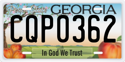 GA license plate CQP0362
