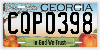 GA license plate CQP0398