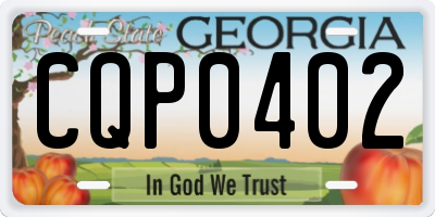 GA license plate CQP0402