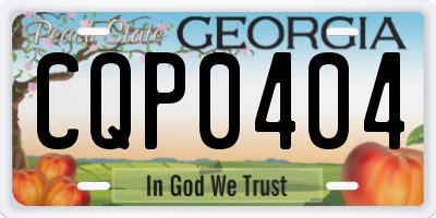 GA license plate CQP0404