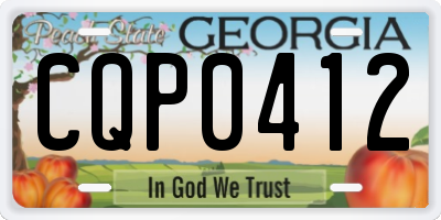 GA license plate CQP0412