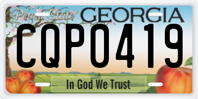 GA license plate CQP0419