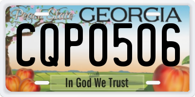GA license plate CQP0506
