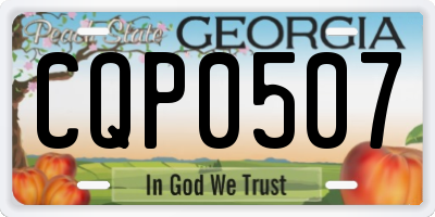 GA license plate CQP0507