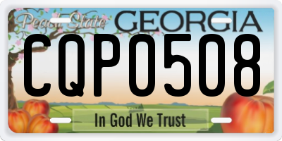 GA license plate CQP0508