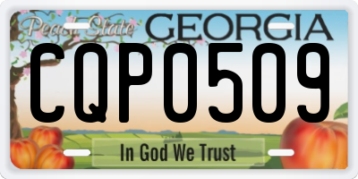 GA license plate CQP0509