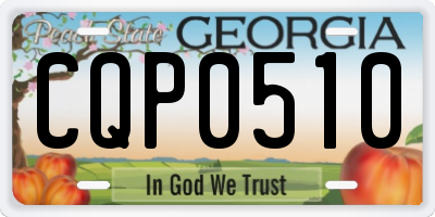 GA license plate CQP0510