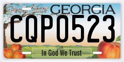 GA license plate CQP0523