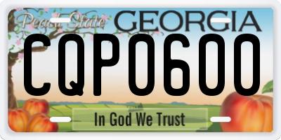 GA license plate CQP0600