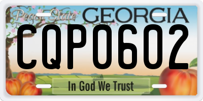 GA license plate CQP0602