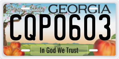 GA license plate CQP0603