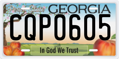 GA license plate CQP0605