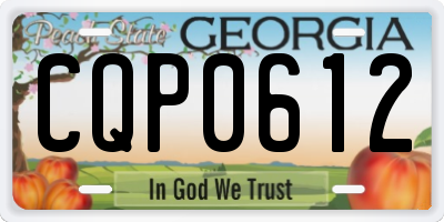 GA license plate CQP0612