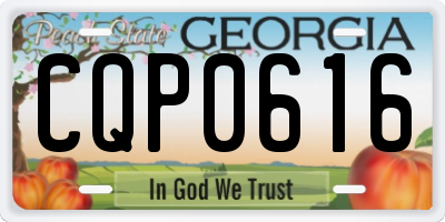 GA license plate CQP0616