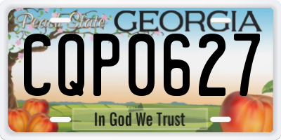 GA license plate CQP0627