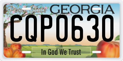 GA license plate CQP0630