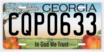 GA license plate CQP0633