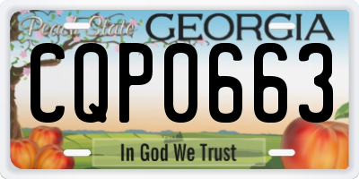 GA license plate CQP0663