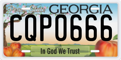 GA license plate CQP0666