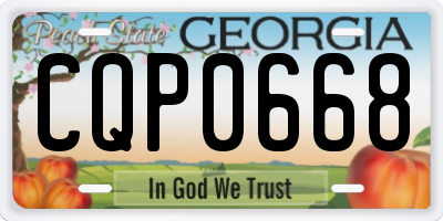 GA license plate CQP0668