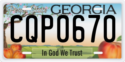 GA license plate CQP0670
