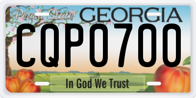 GA license plate CQP0700