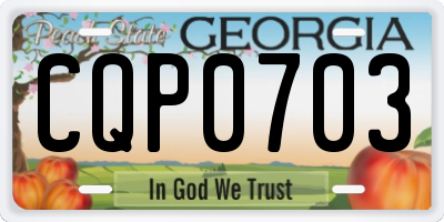 GA license plate CQP0703