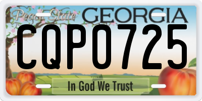 GA license plate CQP0725
