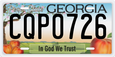 GA license plate CQP0726